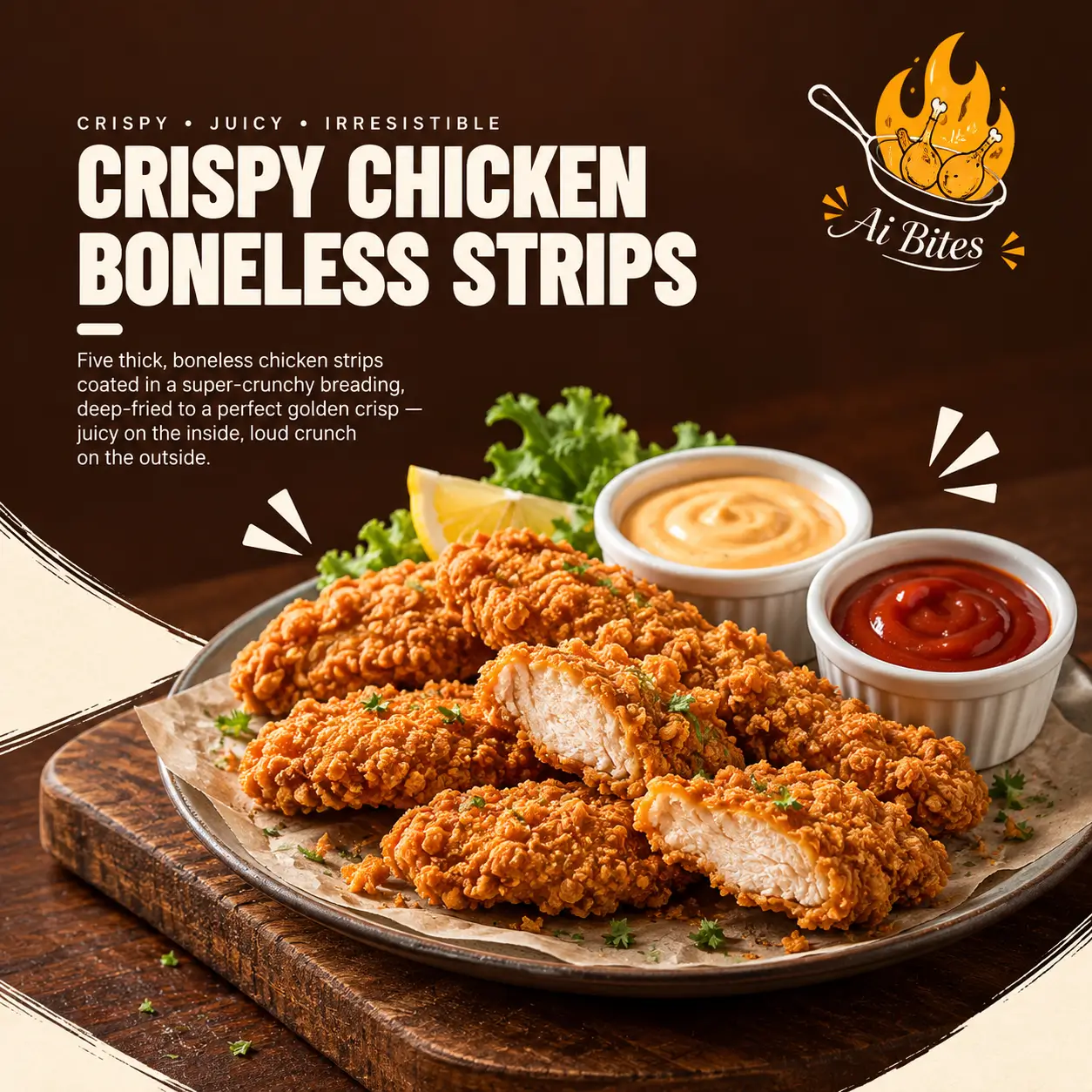 Crispy Chicken Boneless Strips (5 Pcs)