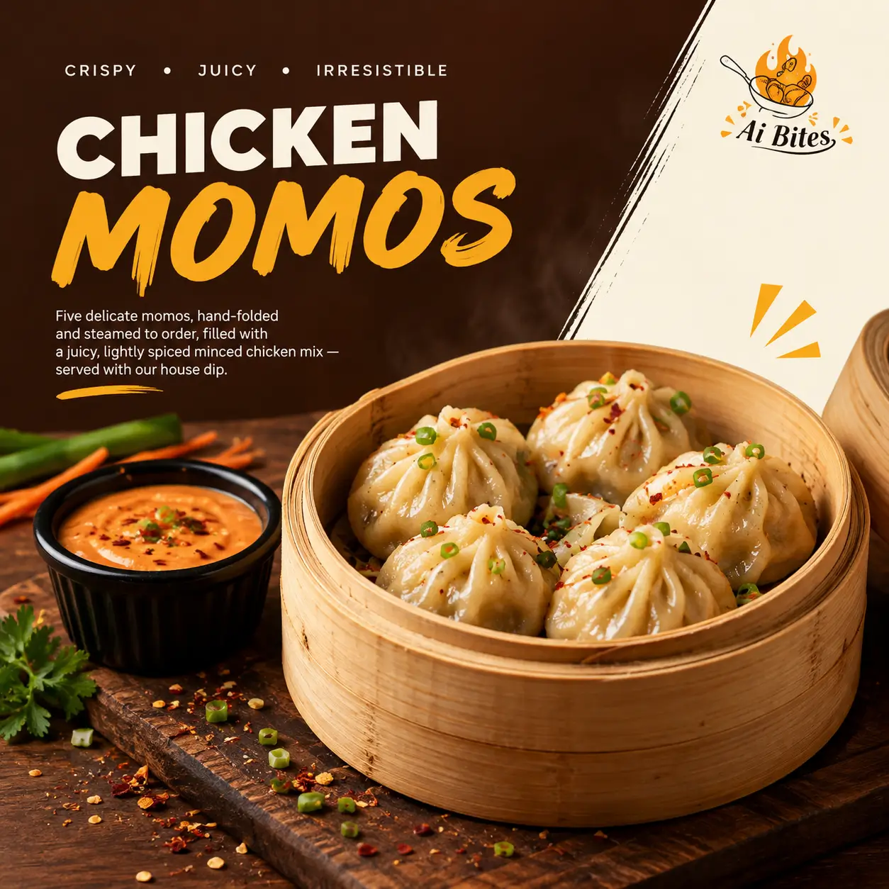 Chicken Momos (Steamed, 5 Pcs)