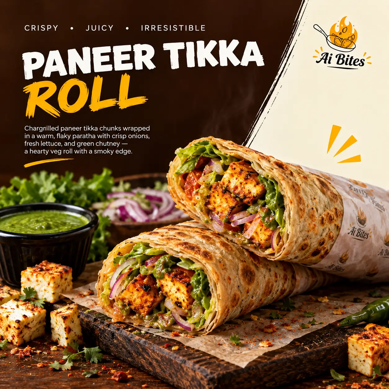 Paneer Tikka Roll (1 Pc)