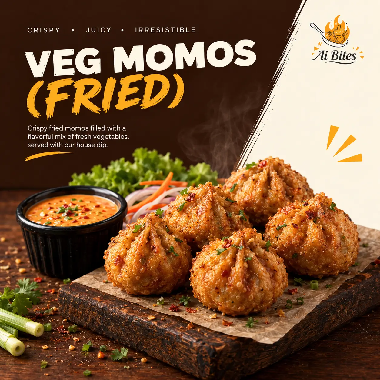 Veg Momos (Fried, 5 Pcs)