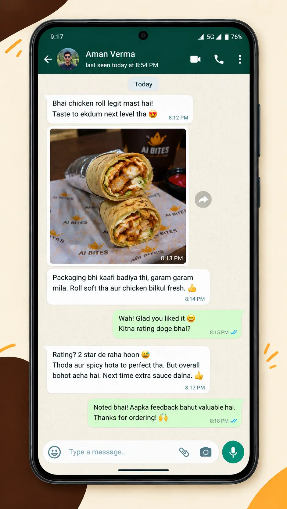 Soft, garam-garam chicken roll loaded with fresh chicken — packaging kept it that way till delivery.